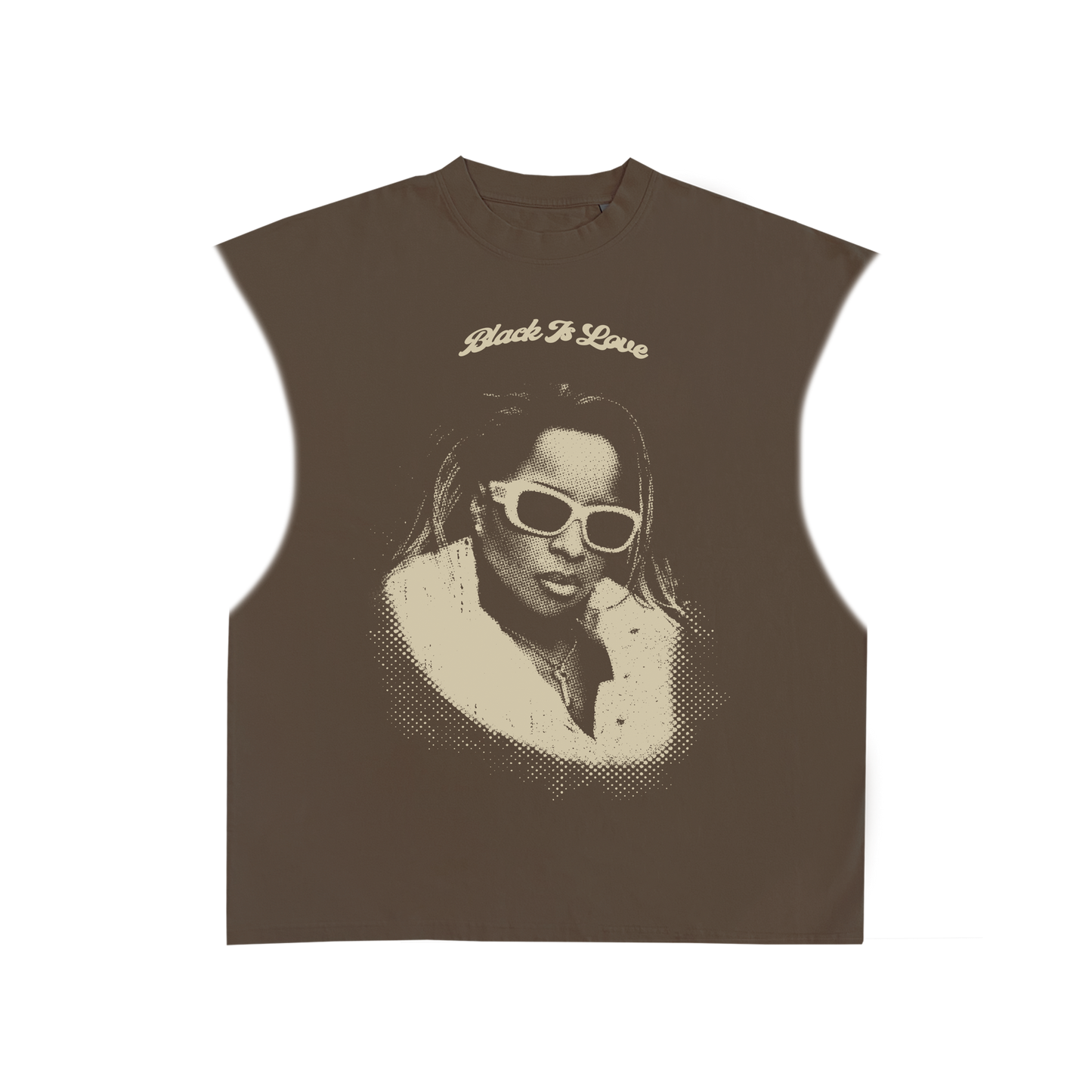 BIL "Real Love" Sleeveless Tee | Cropped & Oversized Max Heavyweight 7.5 oz Shirt (Mocha)