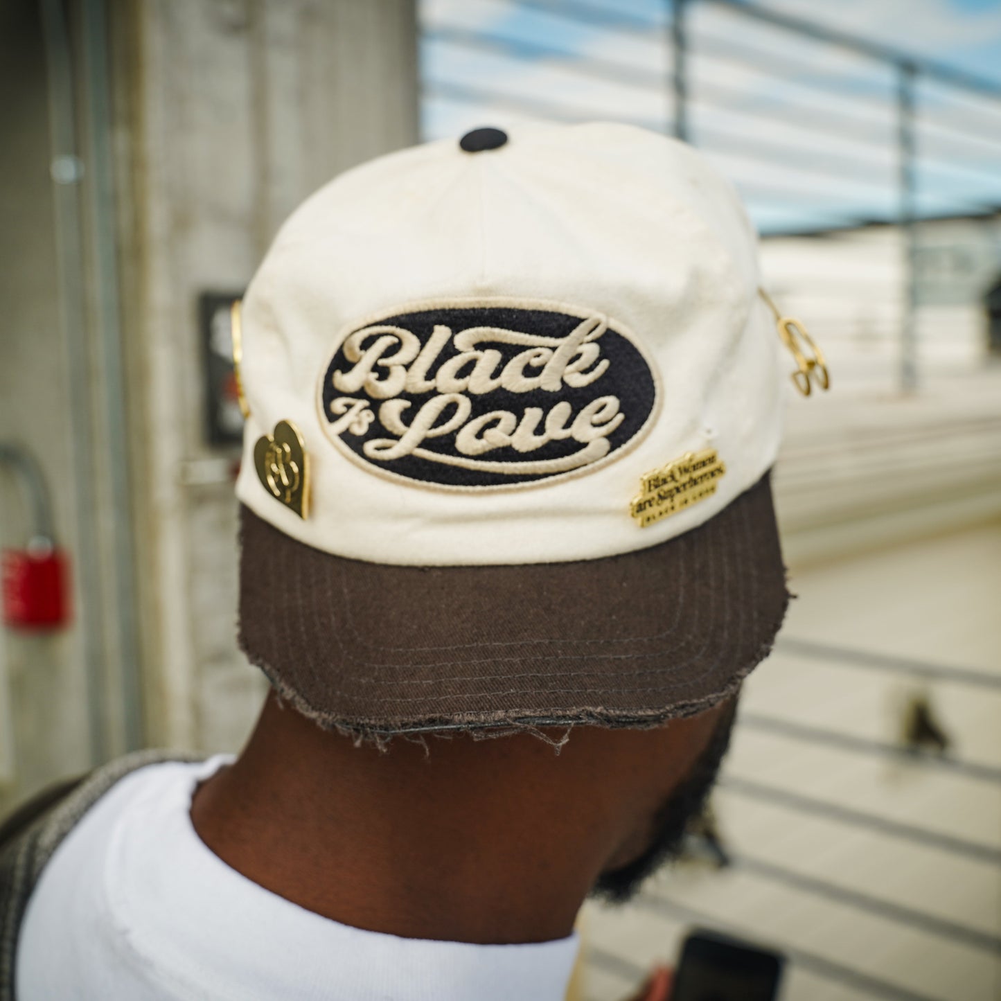 BIL Vintage 1/2 Brim Dad Cap | Hat (Cream/Black)