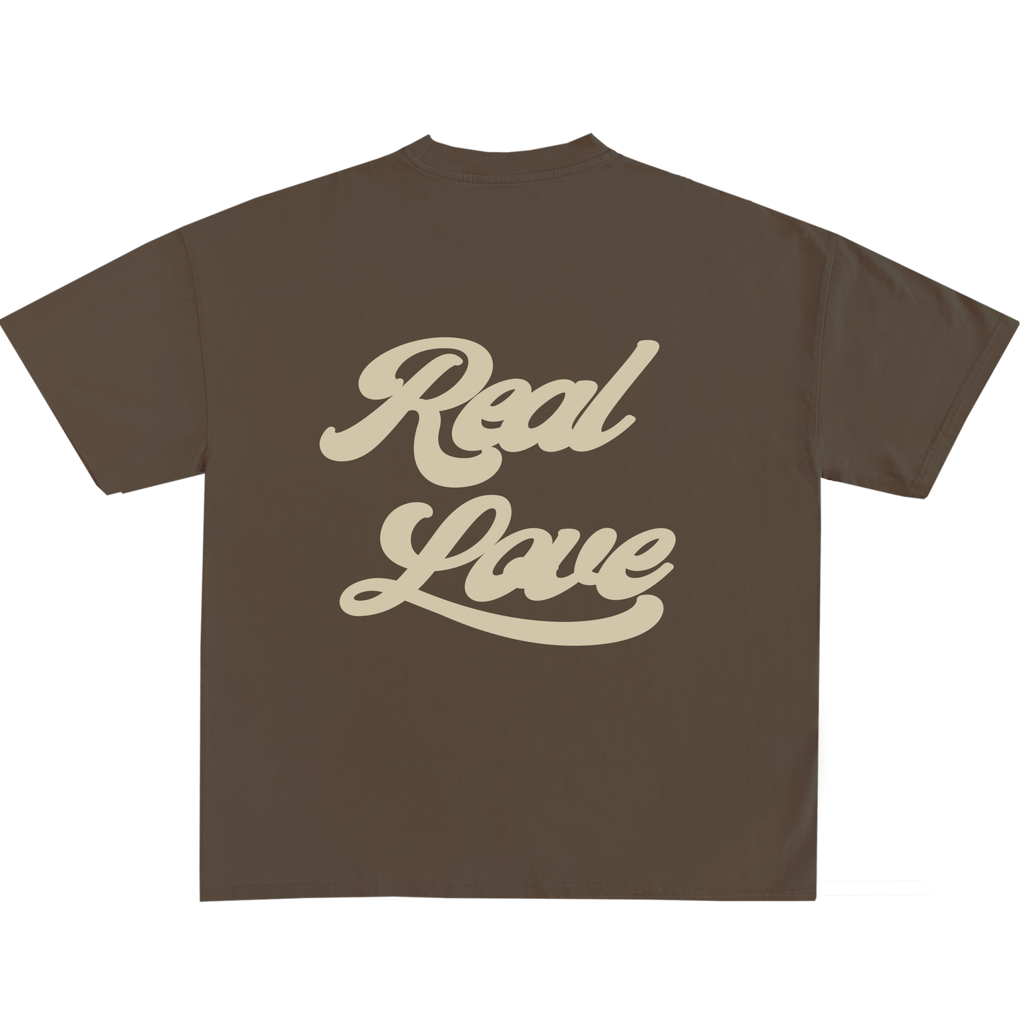 BIL "Real Love" Tee | Cropped & Oversized Max Heavyweight 7.5 oz Shirt (Mocha)