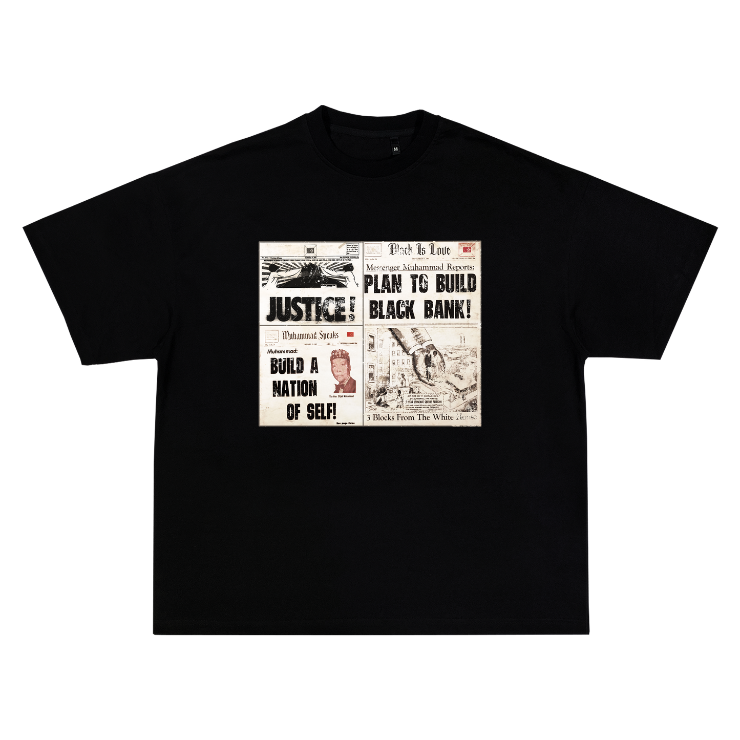 BIL Muhammad Speaks Tee | Cropped & Oversized Max Heavyweight 7.5 oz Shirt (Black)