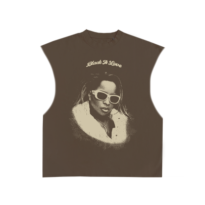 BIL "Real Love" Sleeveless Tee | Cropped & Oversized Max Heavyweight 7.5 oz Shirt (Mocha)