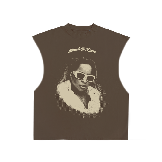 BIL "Real Love" Sleeveless Tee | Cropped & Oversized Max Heavyweight 7.5 oz Shirt (Mocha)