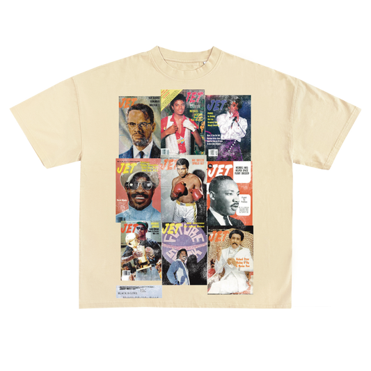 BIL Vintage Mag Covers (M1) Tee | Cropped & Oversized Max Heavyweight 7.5 oz Shirt (Cream)