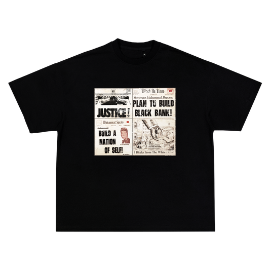 BIL Muhammad Speaks Tee | Cropped & Oversized Max Heavyweight 7.5 oz Shirt (Black)