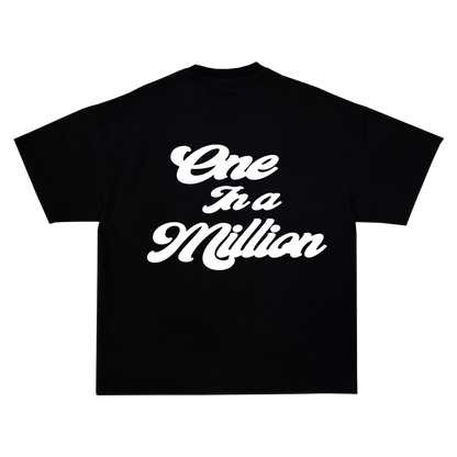 BIL "One In A Million" Tee | Cropped & Oversized Max Heavyweight 7.5 oz Shirt (Black)