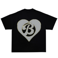 Load image into Gallery viewer, BIL Iced Out Heart Tee | Cropped &amp; Oversized Max Heavyweight 7.5 oz Shirt (Black)
